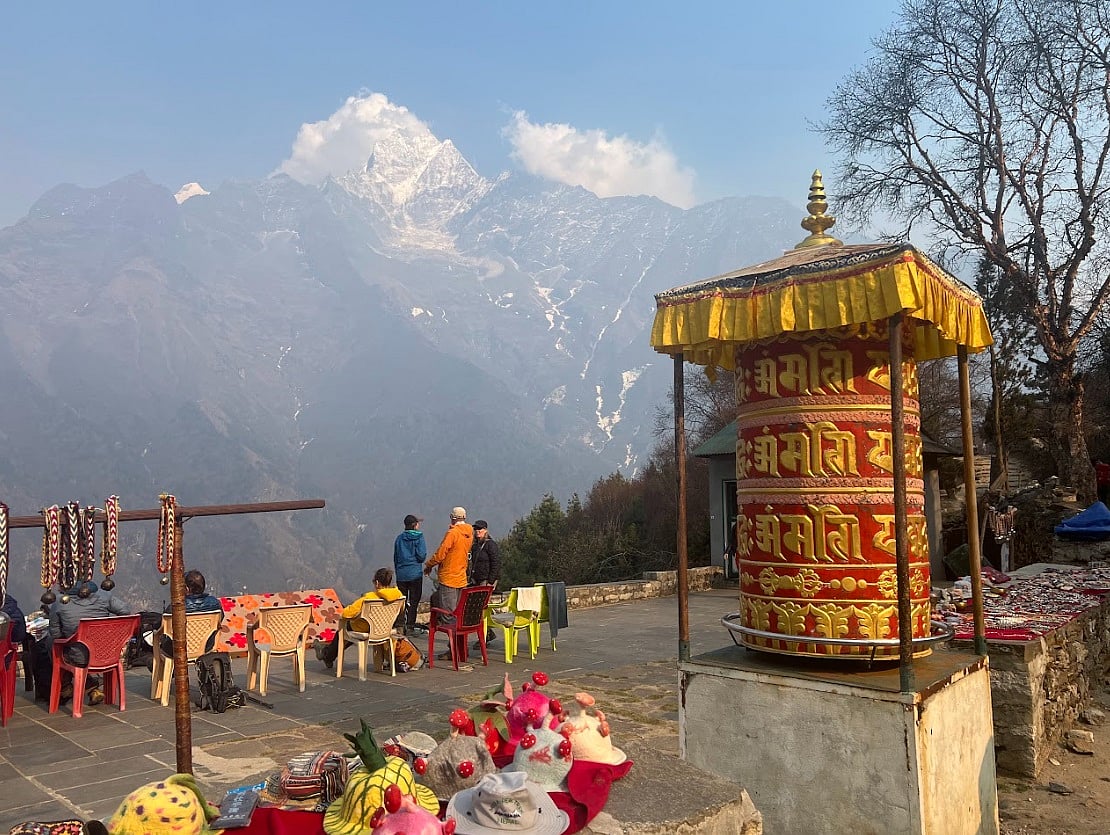 Prayer wheels at Namche
